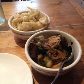 Gluten-free brussels sprouts and cauliflower from Aria Wine Bar